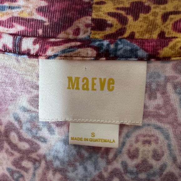 ANTHROPOLOGIE Maeve Red Yellow Geometric Mock Neck Shark Bite Dress Size Small - Picture 6 of 6